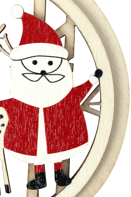 Ahşap Yuvarlak Yılbaşı Süs 10*12cm