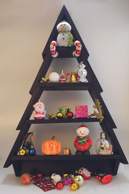 Askılıklı Dekoratif Masif Doğal Ahşap Büyük Boy 4 Katlı Duvar Rafı, Kitaplık,siyah