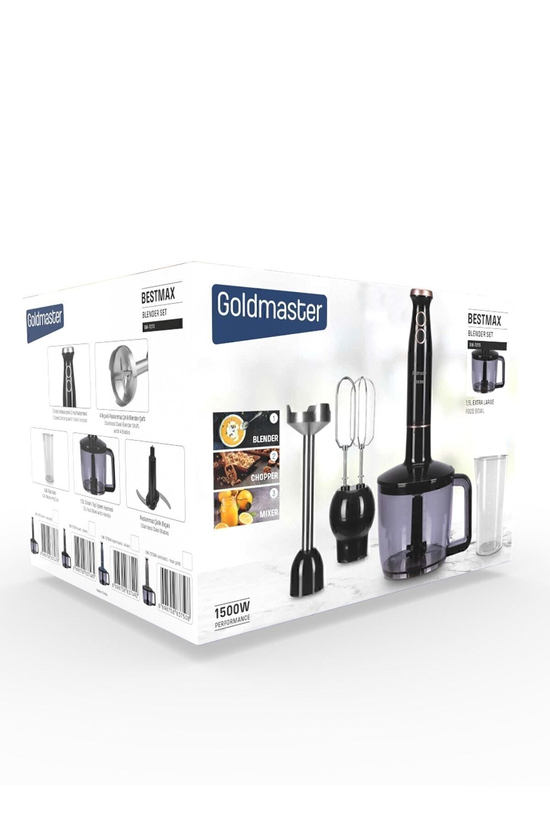 Bestmax Siyah Gold Geniş Hazneli 1500w Paslanmaz Çelik 3in1 Multi Blender