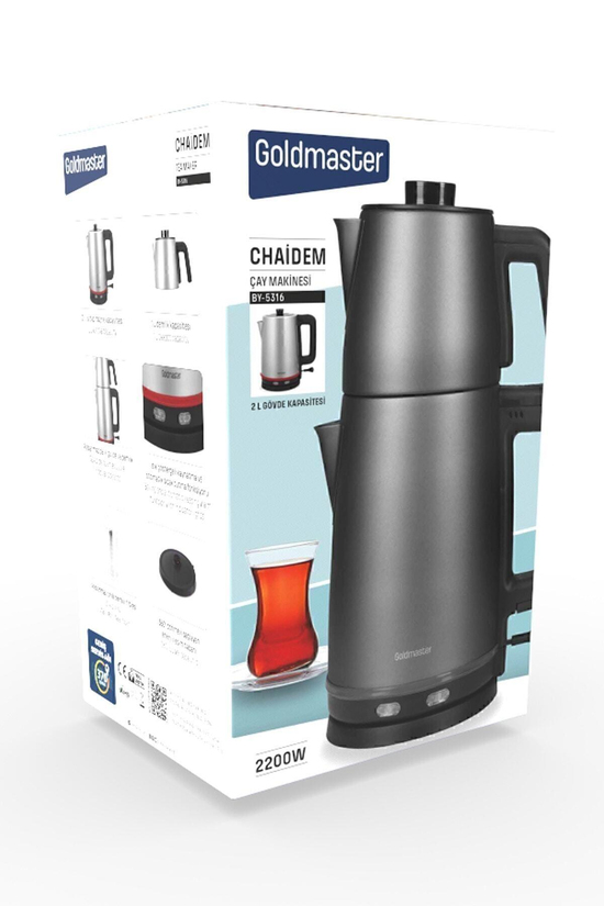 Chaidem Xl 2200 Watt Paslanmaz Çelik Damlatmaz Çelik Çay Makinesi Ve Su Isıtıcısı Antrasit