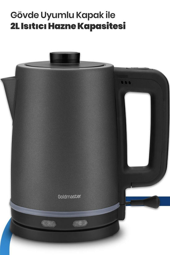 Chaidem Xl 2200 Watt Paslanmaz Çelik Damlatmaz Çelik Çay Makinesi Ve Su Isıtıcısı Antrasit