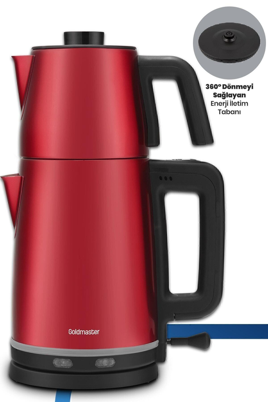 Chaidem Xl 2200 Watt Paslanmaz Çelik Damlatmaz Çelik Çay Makinesi Ve Su Isıtıcısı Kırmızı