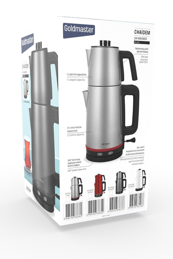 Chaidem Xl 2200 Watt Paslanmaz Çelik Damlatmaz Çelik Çay Makinesi Ve Su Isıtıcısı Süt Beyazı