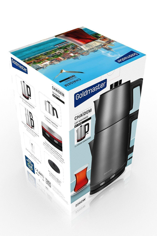 Chaidem Xl 2200 Watt Paslanmaz Çelik Damlatmaz Çelik Çay Makinesi Ve Su Isıtıcısı Siyah