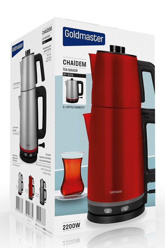 Chaidem Xl 2200 Watt Paslanmaz Çelik Damlatmaz Çelik Çay Makinesi Ve Su Isıtıcısı Siyah