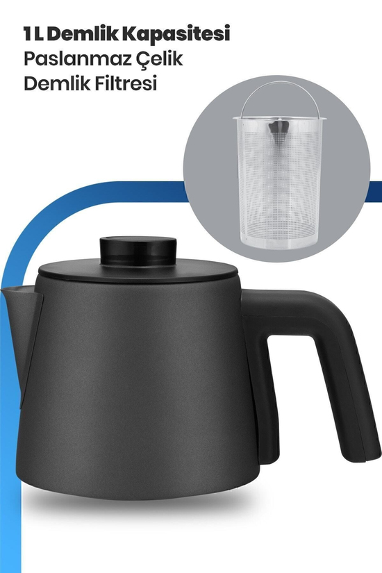 Chaidem Xl 2200 Watt Paslanmaz Çelik Damlatmaz Çelik Çay Makinesi Ve Su Isıtıcısı Antrasit
