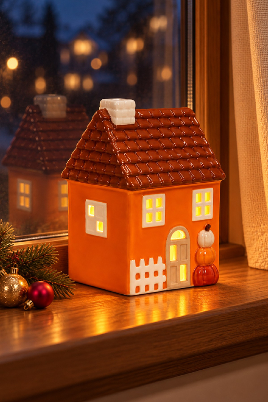 Dekoratif Yılbaşı Işıklı Noel Seramik Ev Yılbaşı Süs 1