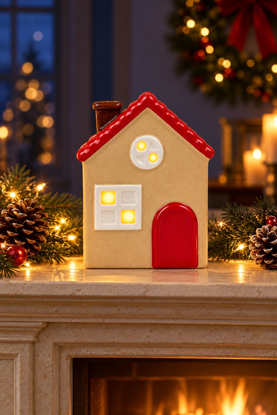Dekoratif Yılbaşı Işıklı Noel Seramik Ev Yılbaşı Süs 3