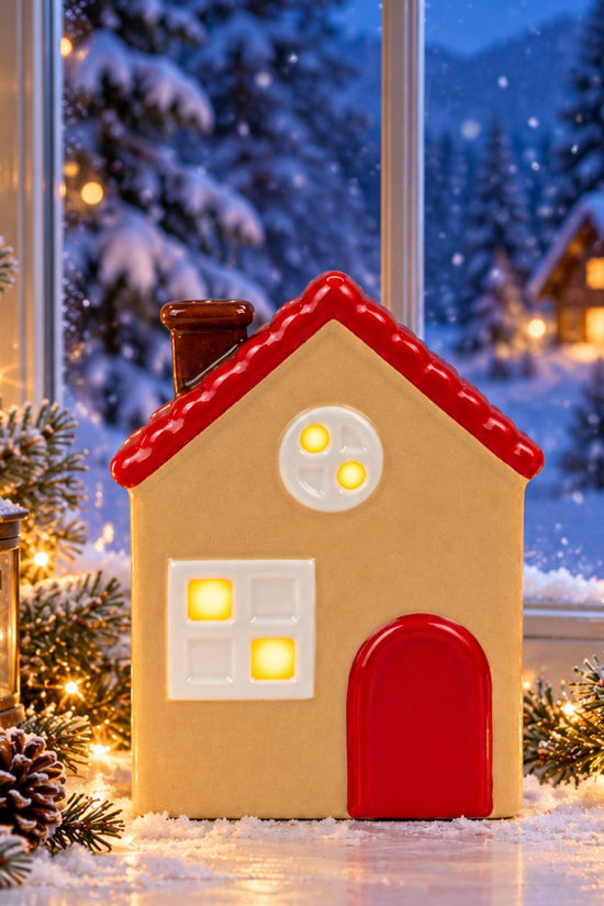 Dekoratif Yılbaşı Işıklı Noel Seramik Ev Yılbaşı Süs 3