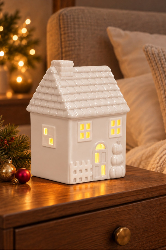 Dekoratif Yılbaşı Işıklı Noel Seramik Ev Yılbaşı Süs 2
