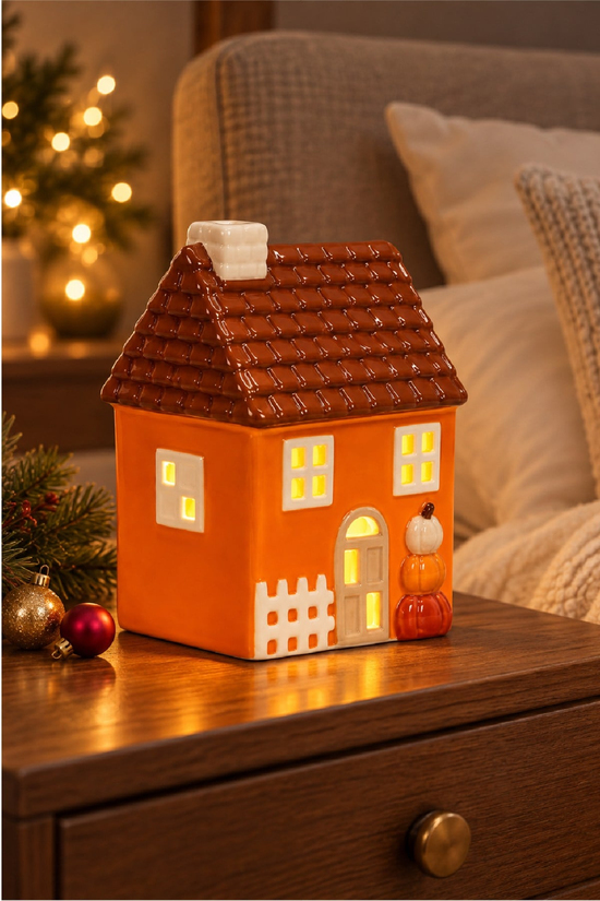 Dekoratif Yılbaşı Işıklı Noel Seramik Ev Yılbaşı Süs 1