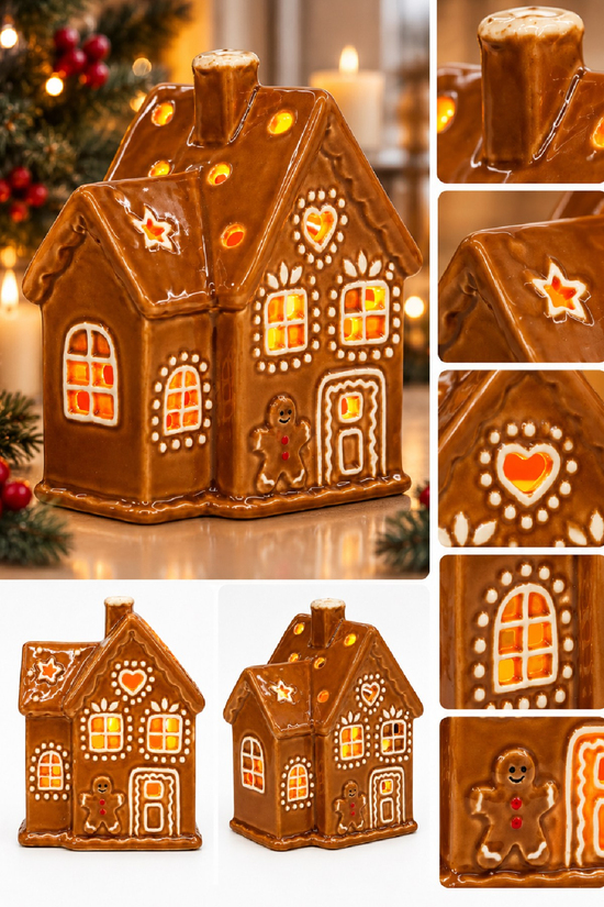 Dekoratif Yılbaşı Işıklı Noel Seramik Ev Yılbaşı Süs 4