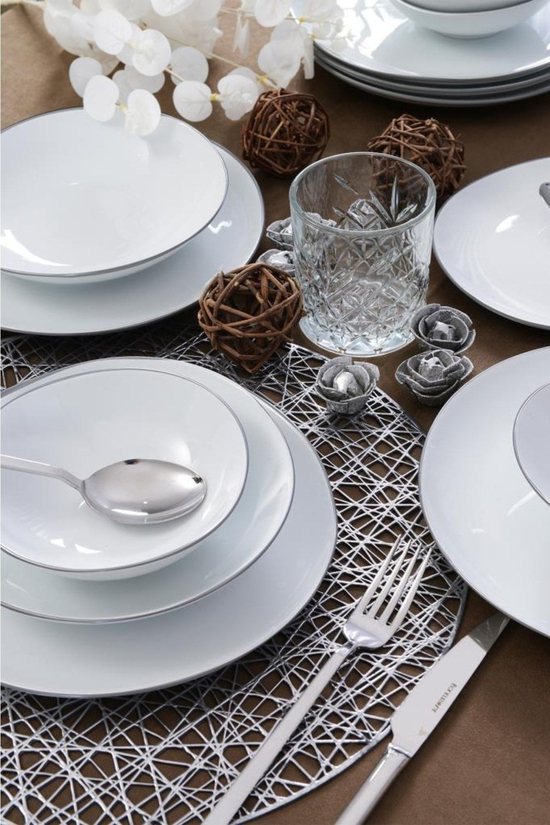 Elegant 24 Parça 6 Kişilik Yemek Takımı Gümüş