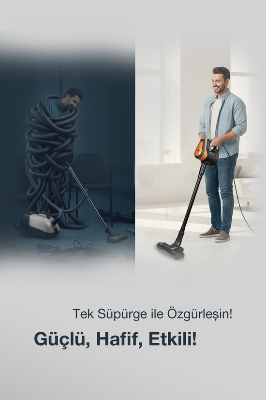 Fantom P6000 Elektrikli Dikey Süpürge Siyah