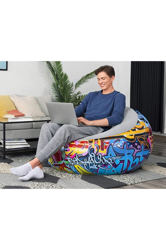 Luxury Şişme Puf Renkli Graffiti Desenli Koltuk 75075