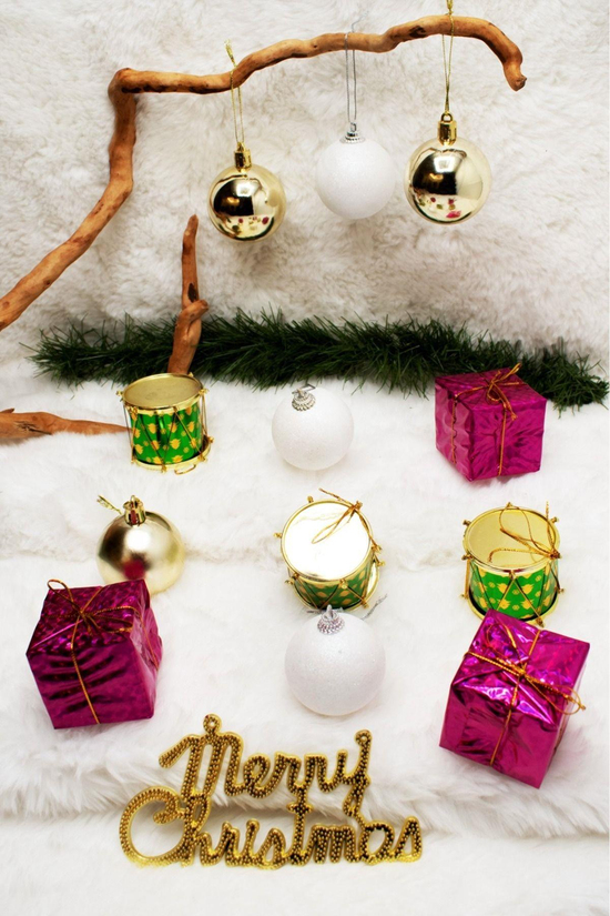 Merry Christmas Karışık Yılbaşı Süs Paketi 5cm Xxl