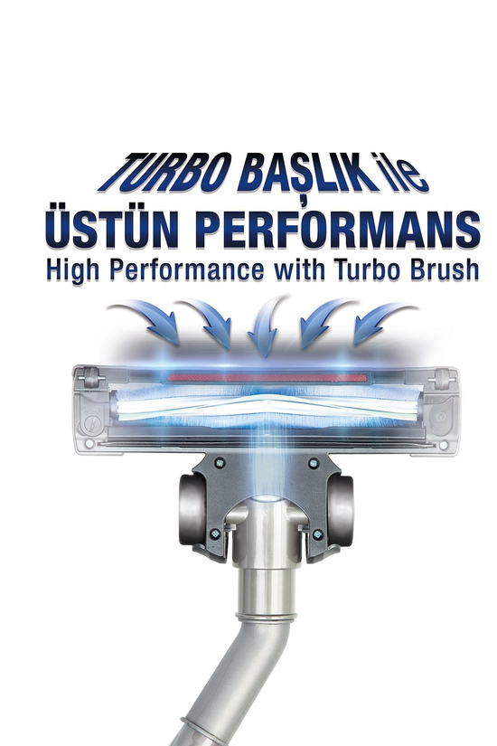Pratic Aır Power P 1250 Antrasit Torbasız Dönebilen Turbo Başlıklı Dikey Süpürge .