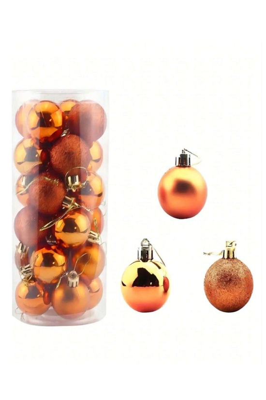 Premium Collection 24lü Luxury Turuncu Yılbaşı Süs Seti 6 cm