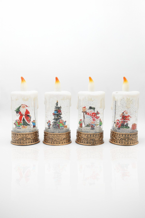 Premium Collection Dekoratif Işıklı Yılbaşı Süs Mum 24 cm
