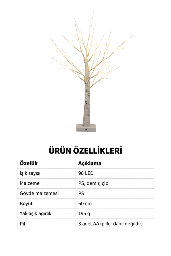 Premium Collection Fiora Led Işıklı Dekoratif Ağaç 60 cm