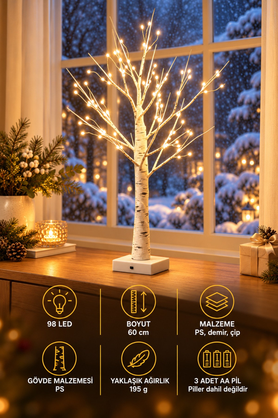 Premium Collection Fiora Led Işıklı Dekoratif Ağaç 60 cm