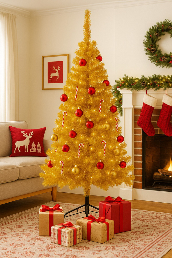 Premium Luxury Series 180 CM Simli Gold Yılbaşı Çam Ağacı
