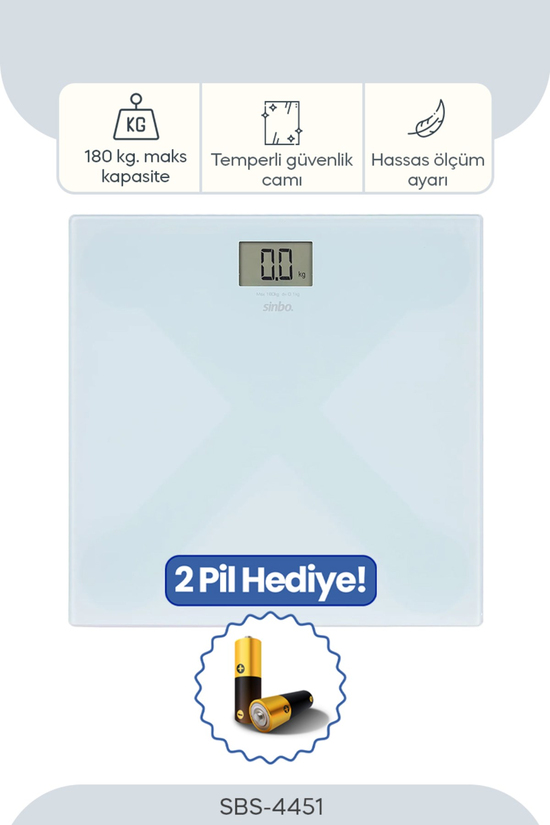 Sinbo Sbs-4451 Dijital Banyo Baskülü - Açık Gri