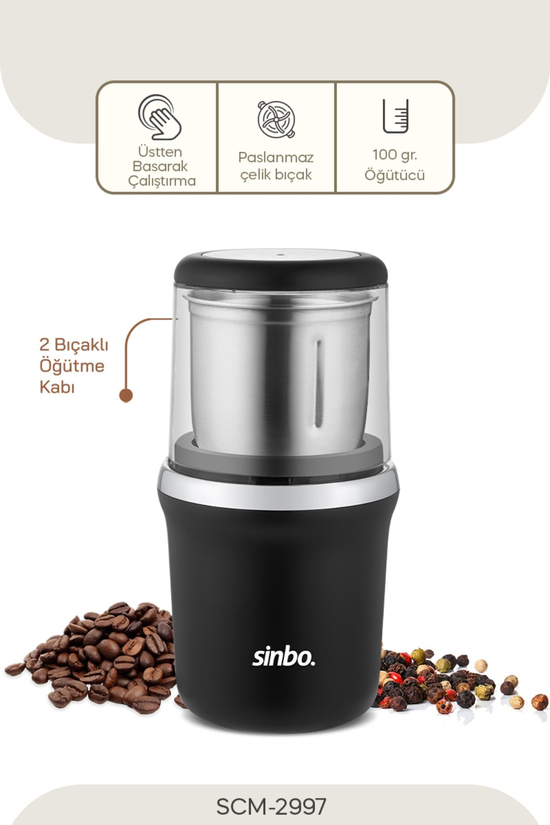 Sinbo SCM-2997 Kahve ve Baharat Öğütücü Krom