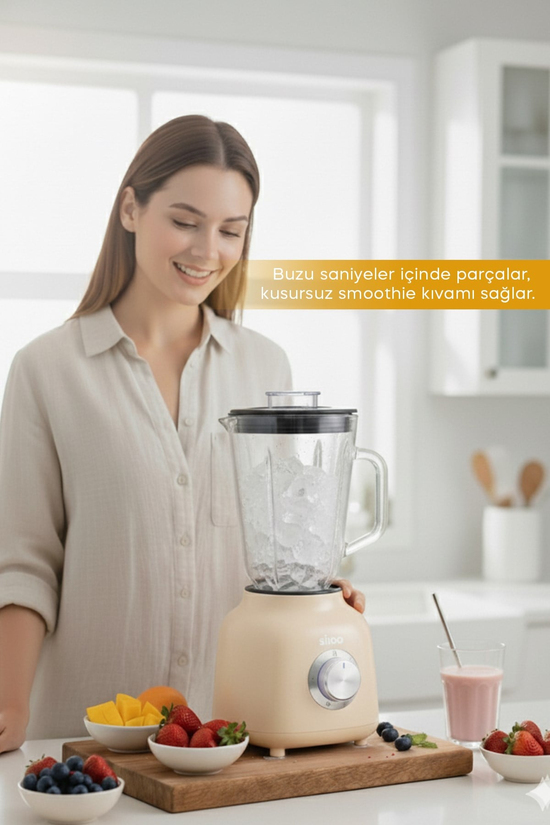 Sinbo SHB-7516 Turbo Blender - Smoothie Blender - 1.5 Litre Cam Hazne-Krem