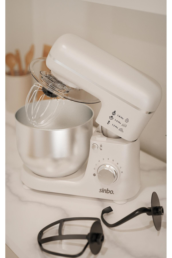 Sinbo SMX-2771 Stand Mikser | 1300W, 5L, Çok Fonksiyonlu Stand Mikser - Mutfak Şefi Beyaz