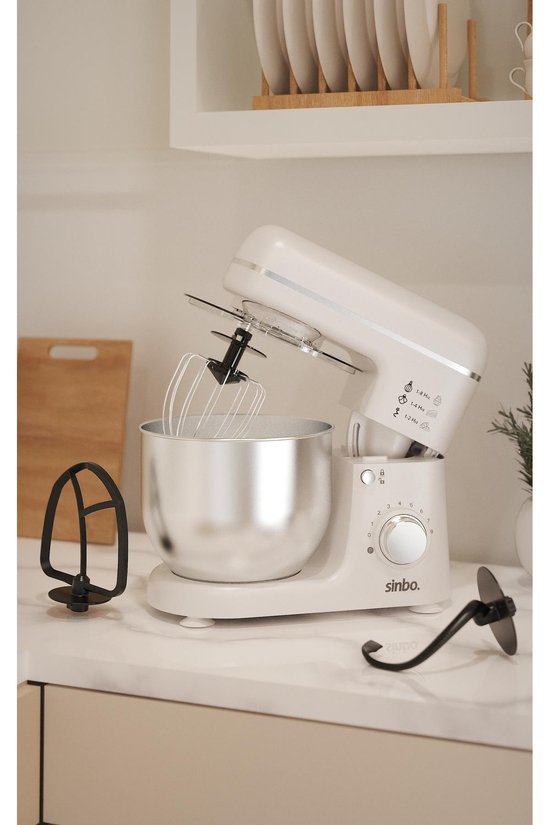 Sinbo SMX-2771 Stand Mikser | 1300W, 5L, Çok Fonksiyonlu Stand Mikser - Mutfak Şefi Beyaz