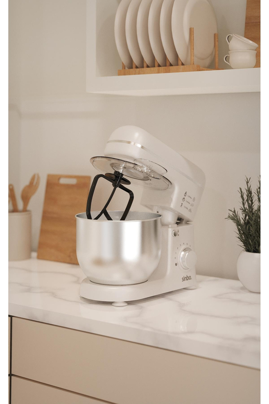 Sinbo SMX-2771 Stand Mikser | 1300W, 5L, Çok Fonksiyonlu Stand Mikser - Mutfak Şefi Beyaz