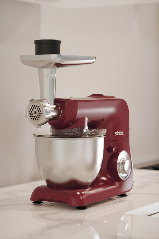 Sinbo SMX-2775 Çok Amaçlı 3ın1 Mutfak Şefi Hamur Yoğurma Kıyma Makinesi Sürahi Blender 1500w Kırmızı