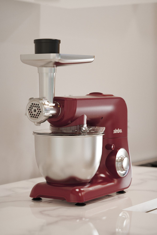 Sinbo SMX-2775 Çok Amaçlı 3ın1 Mutfak Şefi Hamur Yoğurma Kıyma Makinesi Sürahi Blender 1500w Kırmızı