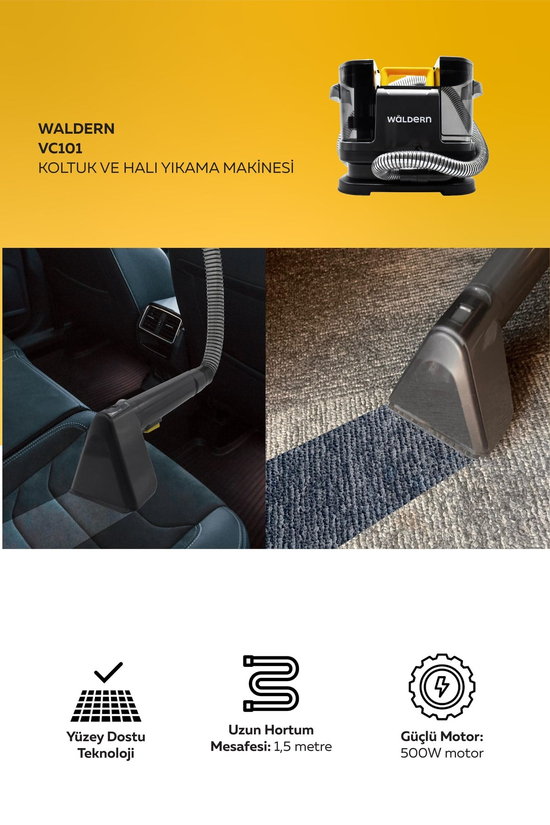 Vc101 Halı Koltuk Yıkama Ve Leke Çıkartma Temizlik Makinesi 500w