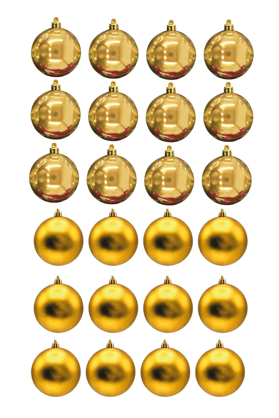 Waldern 3 cm 24 Adet Cici Top Yılbaşı Çam Ağacı Süs 12 Parlak - 12 Mat Gold