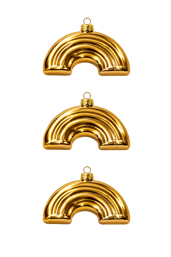 Waldern 3lü 10 cm Gökkuşağı Çam Ağacı Süsü Gold