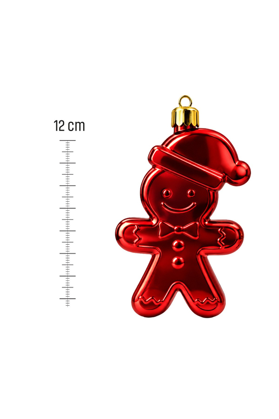 Waldern 3lü 12 cm Kurabiye Adam Yılbaşı Çam Ağacı Süsü Kırmızı