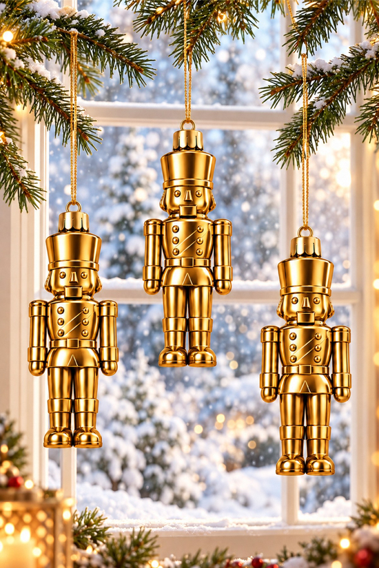 Waldern 3lü 12 cm Kurşun Asker Yılbaşı Çam Ağacı Süsü Gold