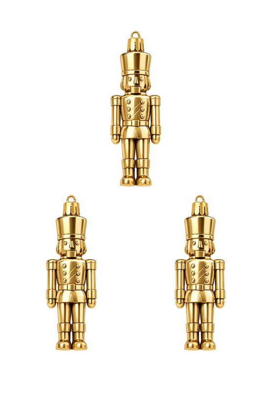 Waldern 3lü 12 cm Kurşun Asker Yılbaşı Çam Ağacı Süsü Gold
