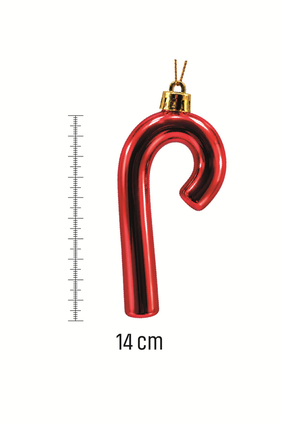 Waldern 3lü 14 cm XL Şeker Kamışı Yılbaşı Çam Ağacı Süsü Kırmızı