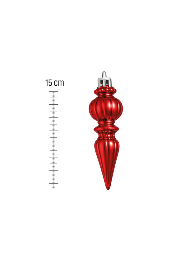 Waldern 3lü 15 cm Damla Figürlü Çam Ağacı Süsü Kırmızı