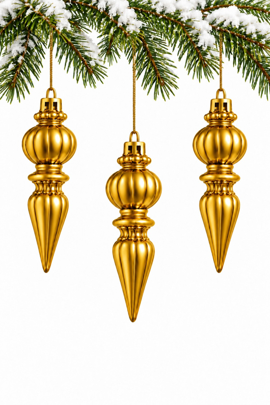 Waldern 3lü 15 cm Damla Figürlü Çam Ağacı Süsü Gold