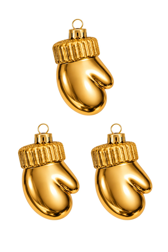 Waldern 3lü 9 cm Eldiven Figürlü Çam Ağacı Süsü Gold