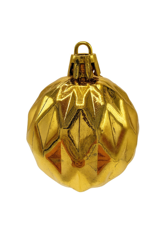Waldern 5 cm 12li Cici Top Gold Baklava Desenli Parlak Yılbaşı Süsü