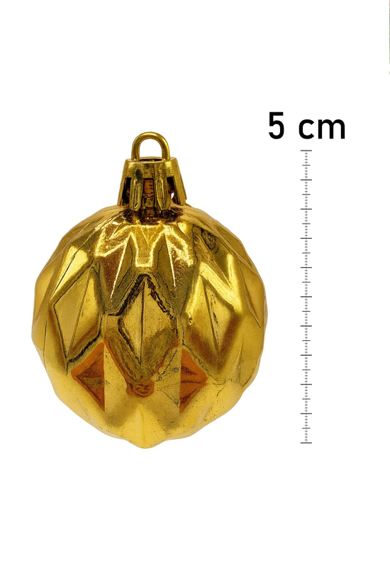 Waldern 5 cm 12li Cici Top Gold Baklava Desenli Parlak Yılbaşı Süsü