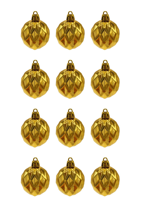 Waldern 5 cm 12li Cici Top Gold Baklava Desenli Parlak Yılbaşı Süsü