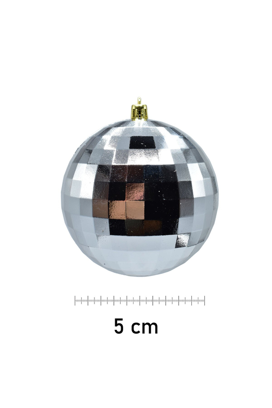 Waldern 5 cm Cici Top 6lı Disko Parlak Gümüş Yılbaşı Süsü