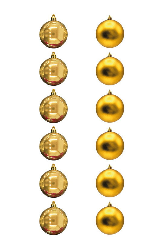 Waldern 6 cm 12li Cici Top Yılbaşı Ağacı Süsü 6 Mat + 6 Parlak Gold