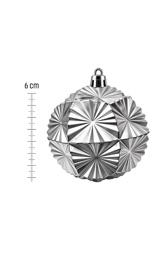 Waldern 6 Cm 6lı Çiçek Figürlü Yılbaşı Ağacı Süsü Cici Top Gümüş